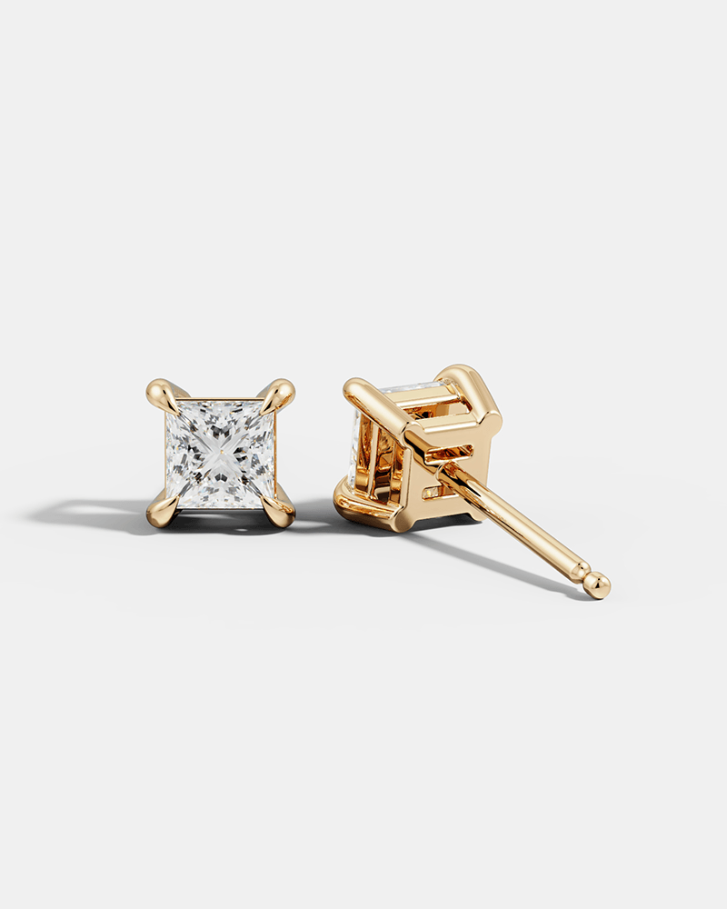 Princess-Cut Solitaire Studs