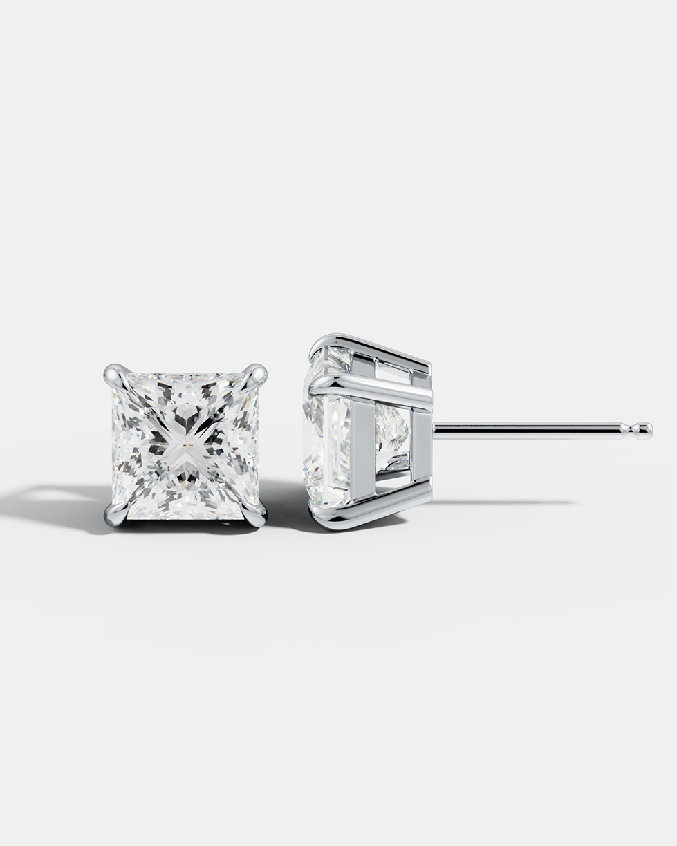 Princess-Cut Solitaire Studs