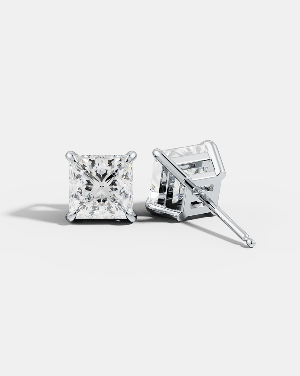 Princess-Cut Solitaire Studs