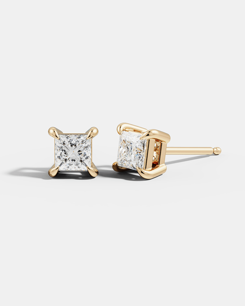 Princess-Cut Solitaire Studs