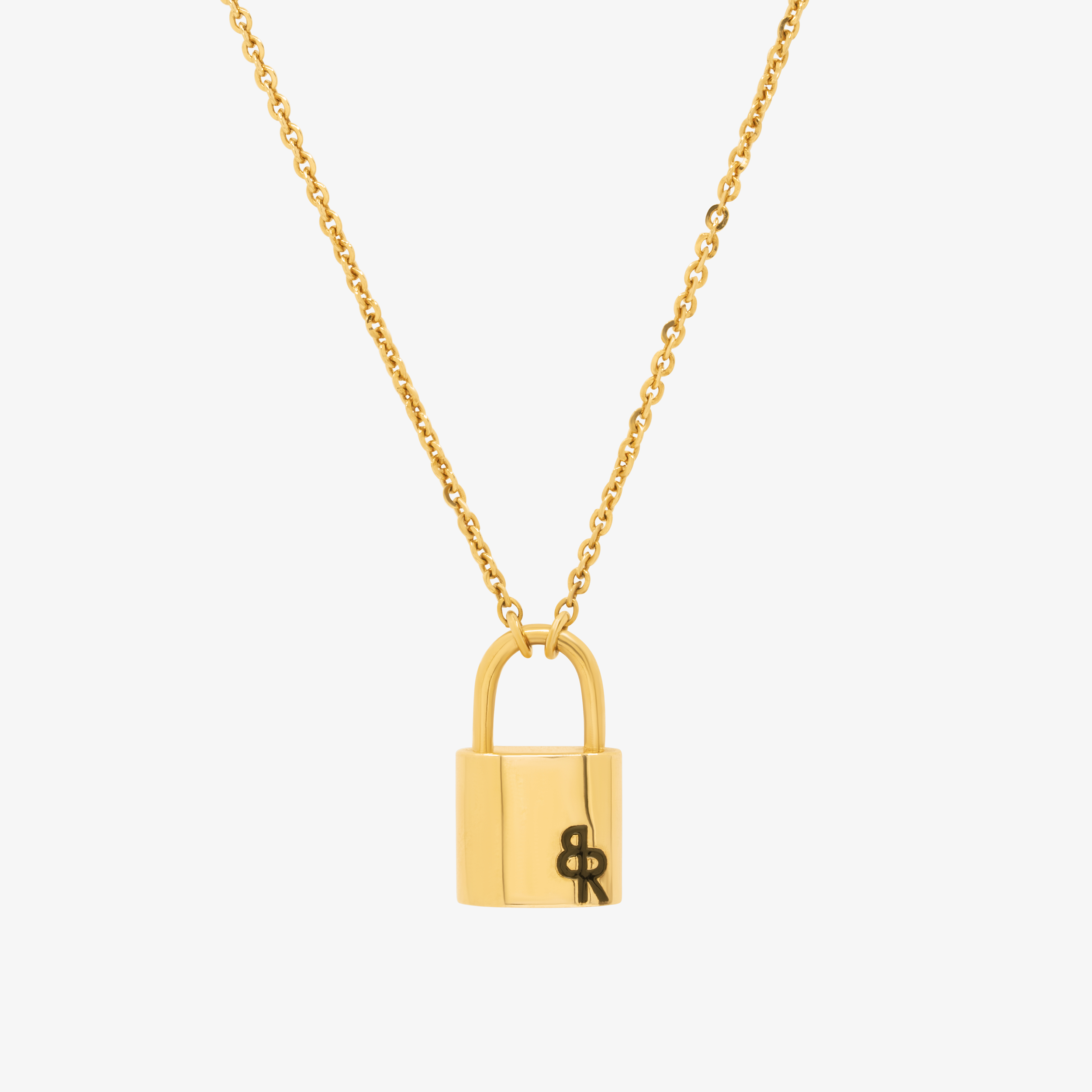 14K Solid Gold Mini Lock Pendant With Cubic Zirconia / Real 
