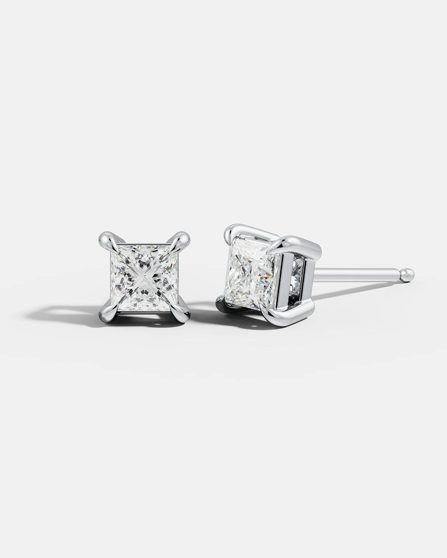 Princess-Cut Solitaire Studs