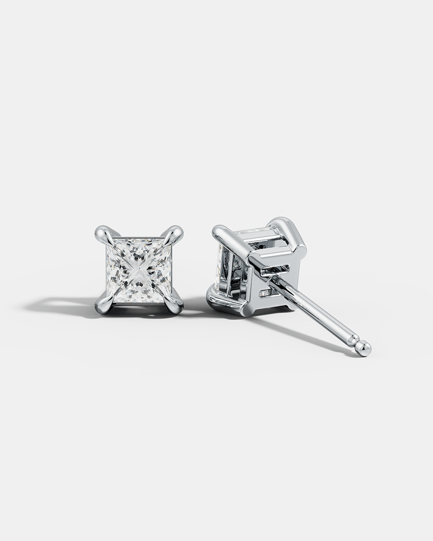 Princess-Cut Solitaire Studs