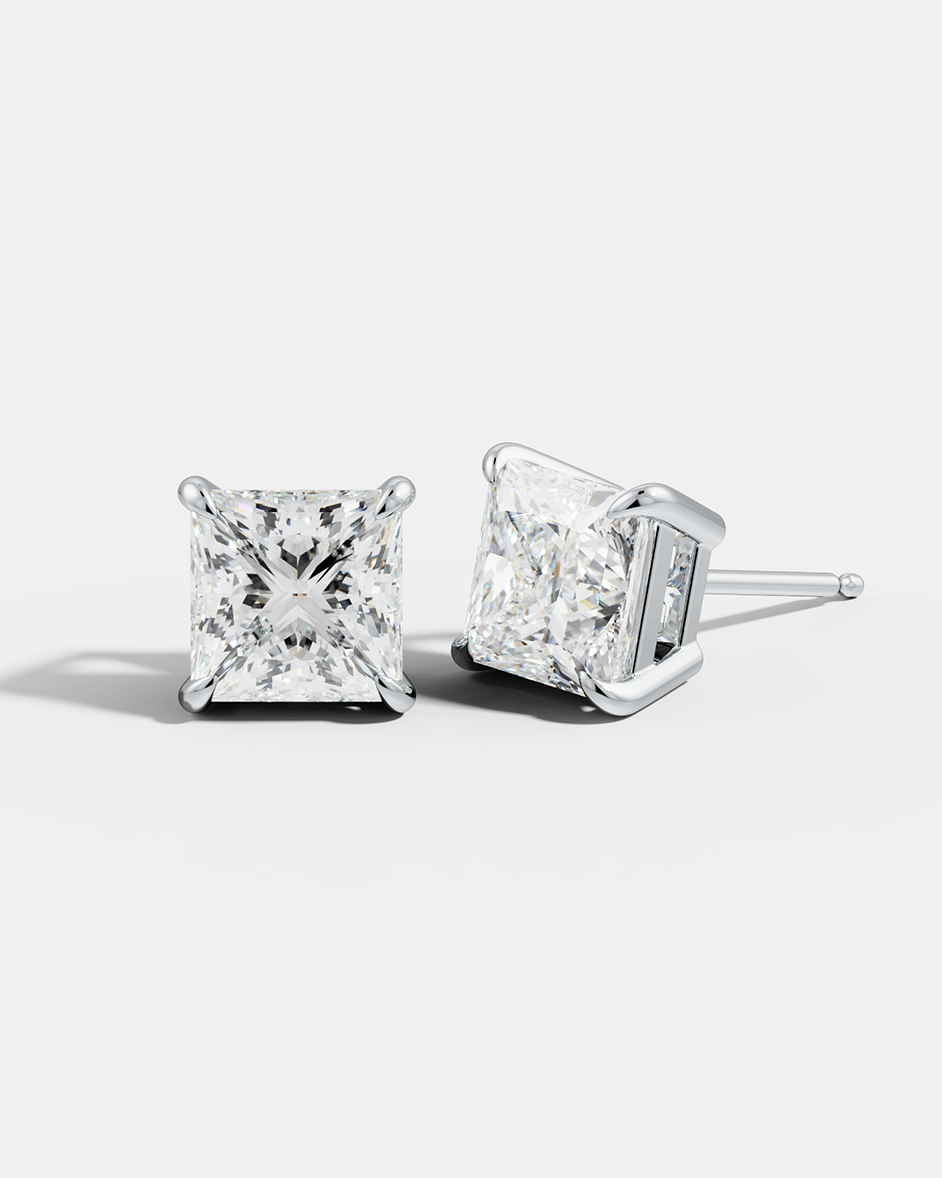 Princess-Cut Solitaire Studs